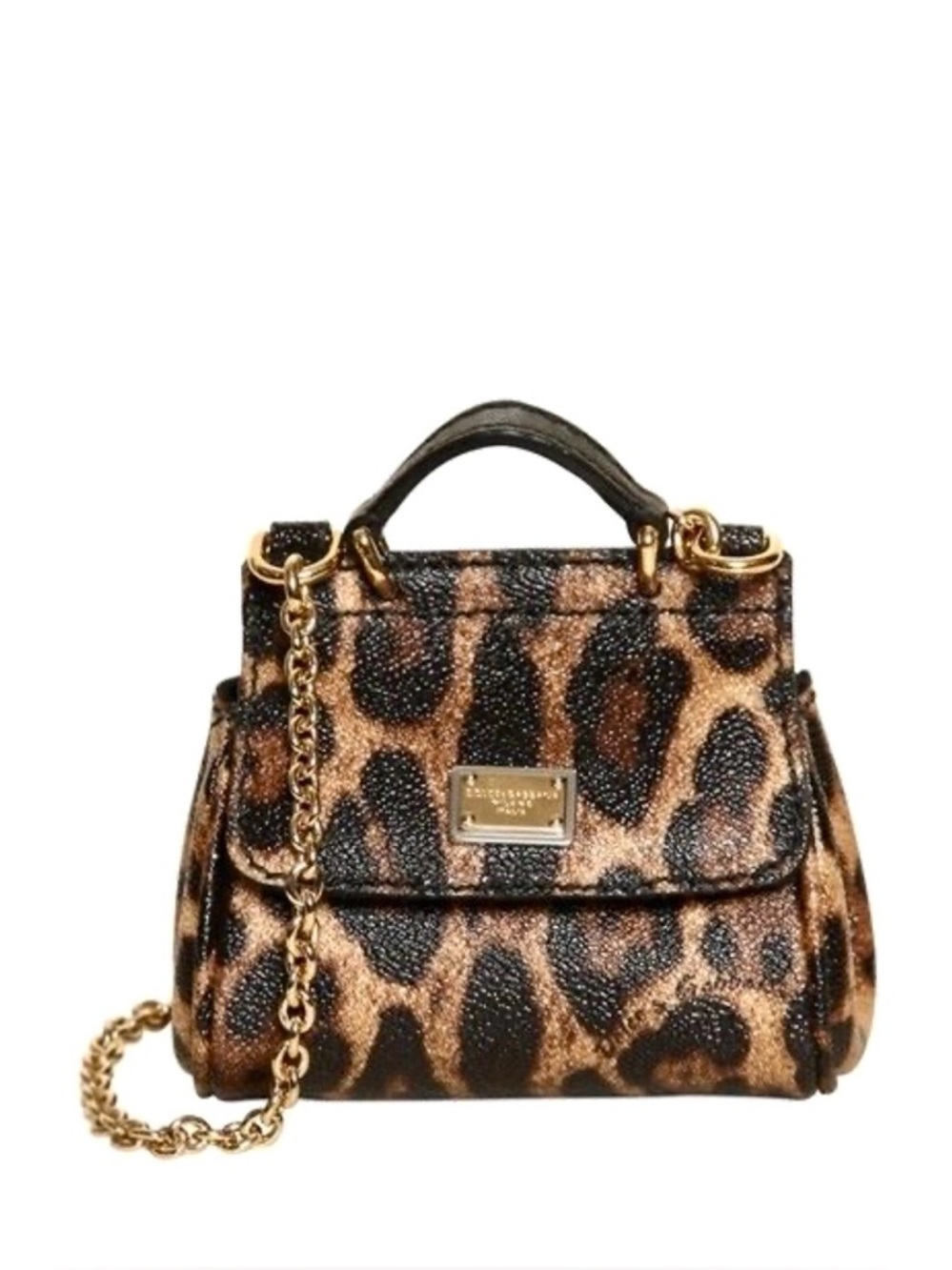 NEW Auth Dolce & Gabbana Mini SICILY BAG  Leopard animal print crossbody chain
